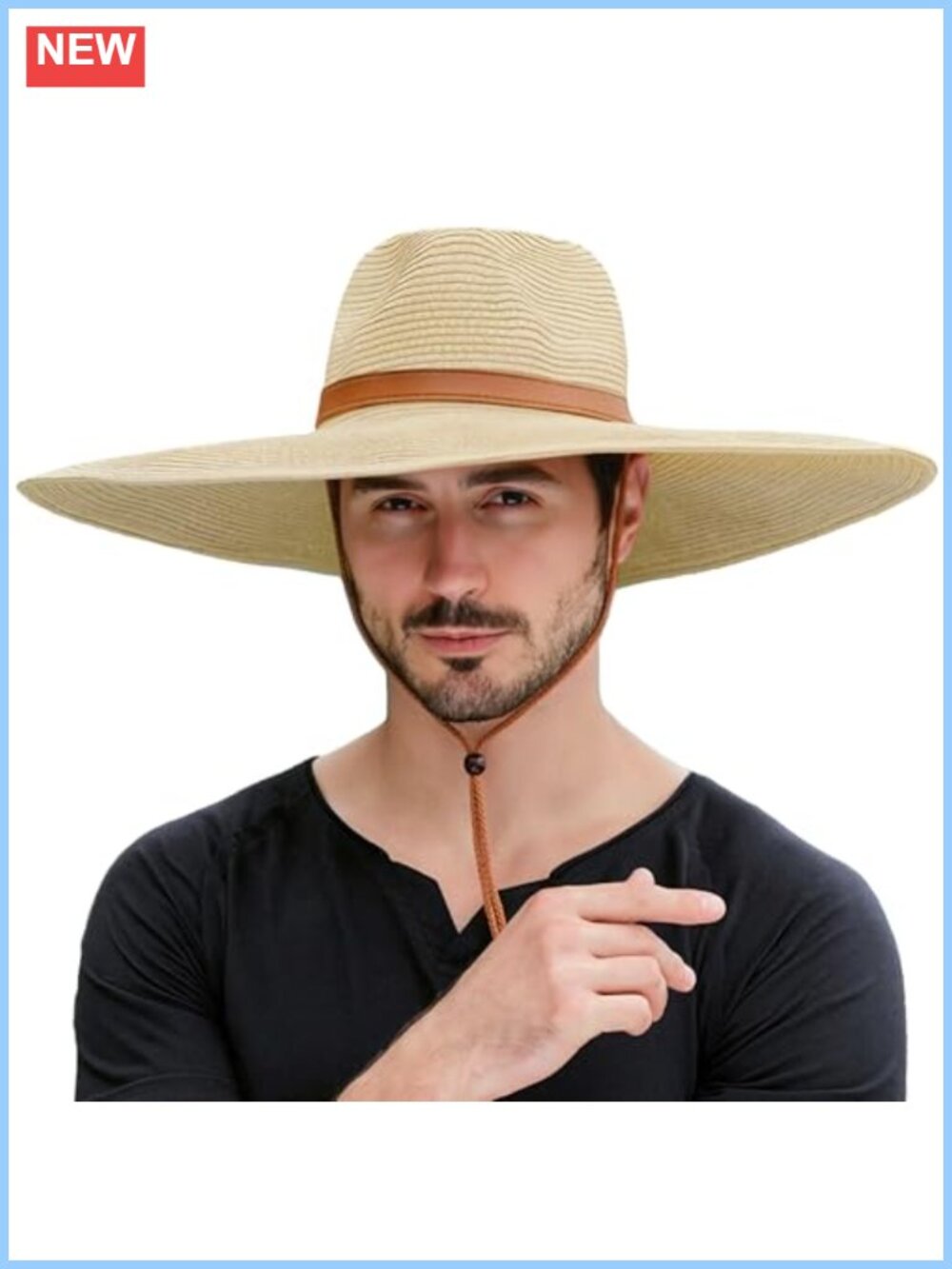 Wide Brim Straw Hat Foldable Shapeable Cowboy Sun Hat Outdoor Safari Fishing